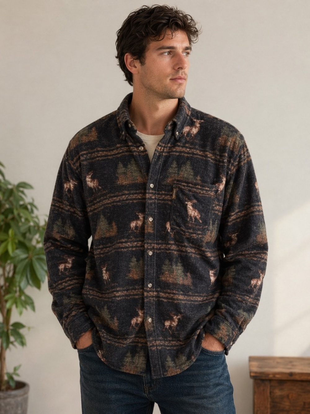 Legendary Whitetails Flannel Shirt Jacket Shacket Deer Logo Black Brown XL